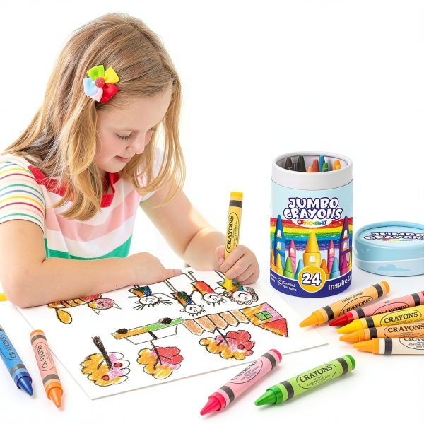 Officygnet Kids Crayons Natural Wax Chunky Grip Toddler Art-4