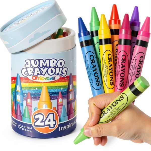 Officygnet Kids Crayons Natural Wax Chunky Grip Toddler Art-7