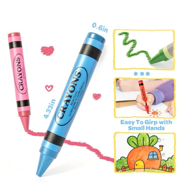 Officygnet Kids Crayons Natural Wax Chunky Grip Toddler Art-3
