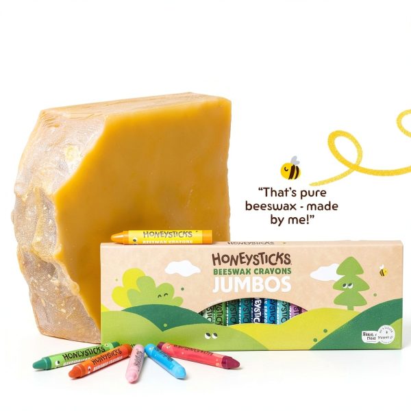 Honeysticks Jumbo Beeswax Crayons 24 Pack Non Toxic Kids-1