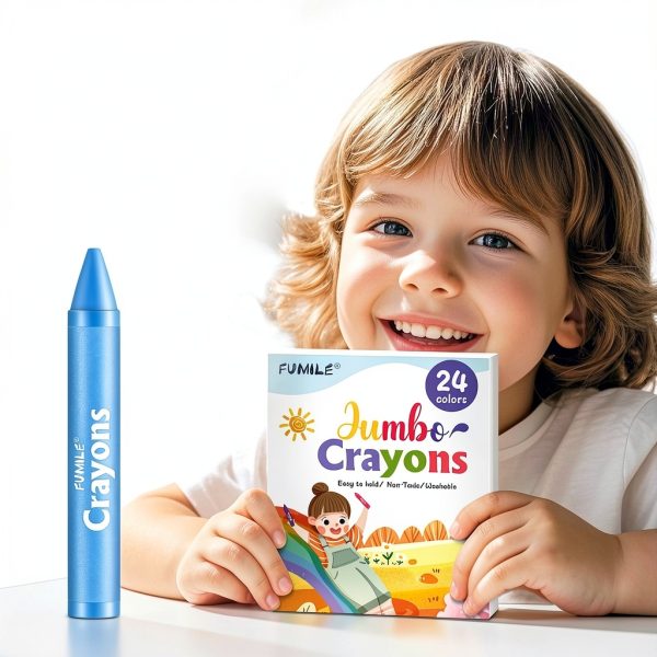 FUMILE Jumbo Crayons Non Toxic Washable for Toddlers 1-3-1