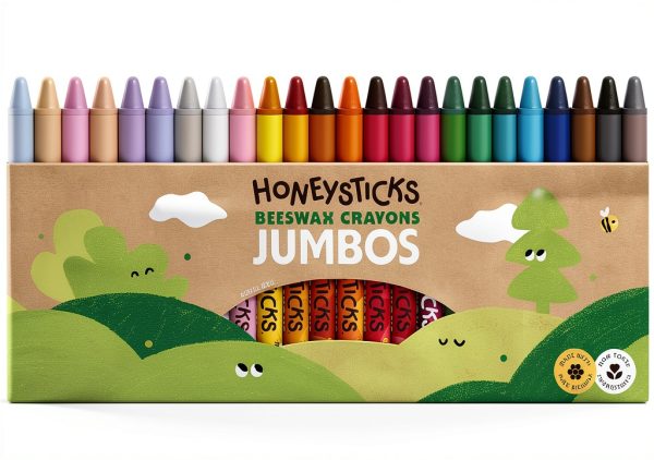 Honeysticks Jumbo Beeswax Crayons 24 Pack Non Toxic Kids-0