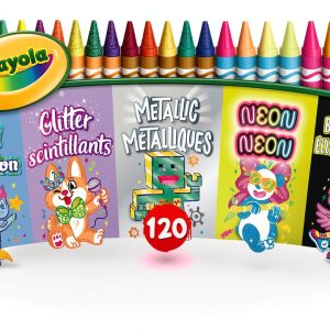 Crayola Kids Crayons 120 Pack Glitter Metallic Neon-0