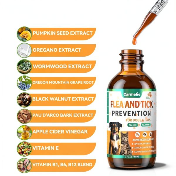Carmelie Flea Tick Drops Pet Supplement Bacon-1