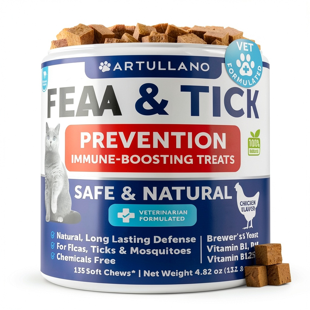 Cat receiving daily flea chew treatment