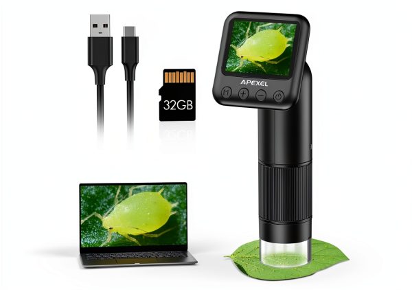 APEXEL Handheld Digital Microscope 800X with 2-inch LCD and LED Lights-0